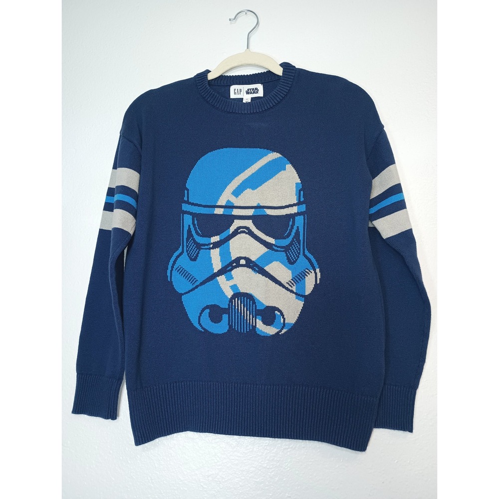Gap Kids Star Wars Stormtrooper Graphic Navy Blue Cotton Knit Sweater Boys XL